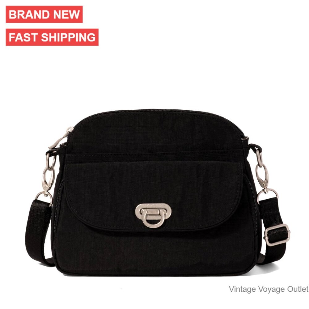 Lightweight Nylon Crossbody Bag With Rfid Wallet And Flip Lock Closure